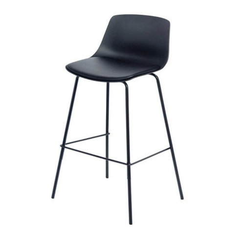 E420-5 JY-7042高腳椅 烤黑 塑膠坐背、 黑皮泡棉坐墊、