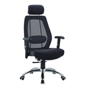 E422-1 C2128網布辦公椅 電鍍腳、 有頭枕、