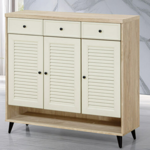 E446-2 太空漫步年輪4尺百葉鞋櫃 ⊙內附三大三小隔板