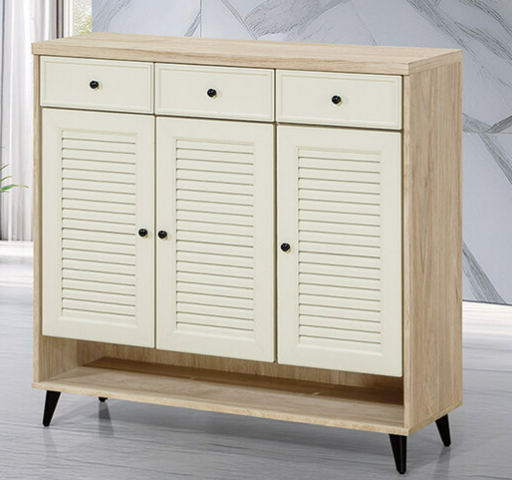 E446-2 太空漫步年輪4尺百葉鞋櫃 ⊙內附三大三小隔板