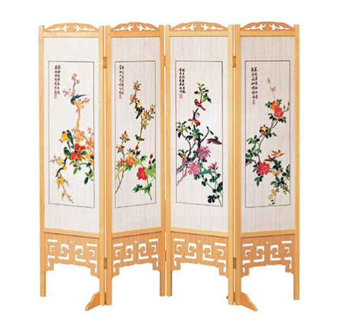 E459-3 612本色彩色花鳥屏風