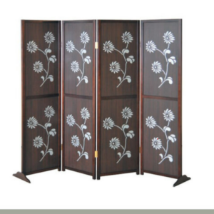 E459-5 屏風 胡桃色、壓克力印花實木框、