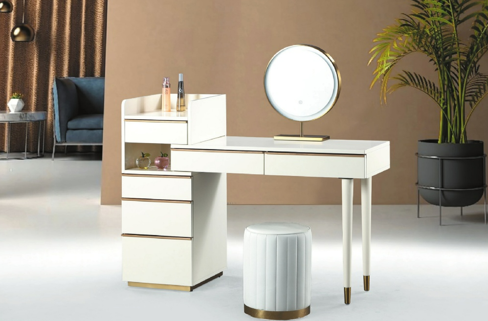 C629-1 2903奶油色化粧台 含椅 全組 恕不拆賣