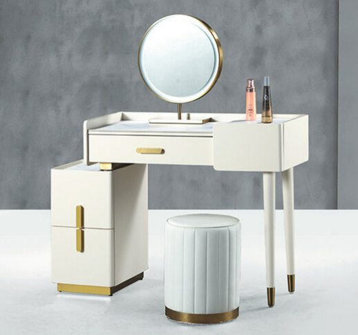 C629-2 2922奶油色化粧台 ⊙含側櫃、椅、鏡子、 ⊙恕不拆賣、