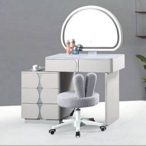 C630-7 8113淺灰化粧台+側櫃 ⊙全組、含鏡、含椅子