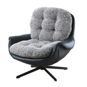 C730-2 Y20旋轉休閒椅 黑皮+灰麻布