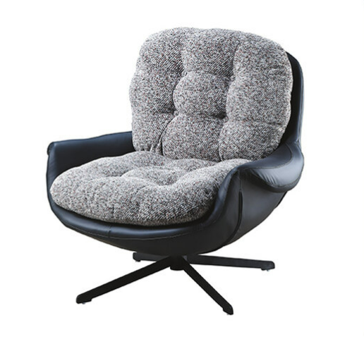 C730-2 Y20旋轉休閒椅 黑皮+灰麻布