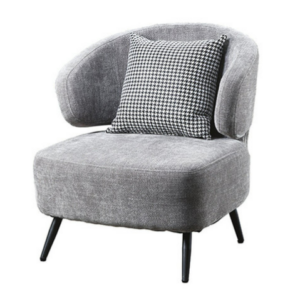 C733-2 S71灰布休閒椅 千鳥格抱枕