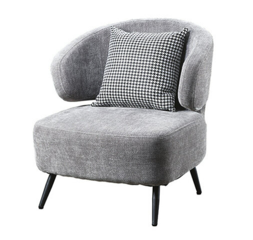 C733-2 S71灰布休閒椅 千鳥格抱枕